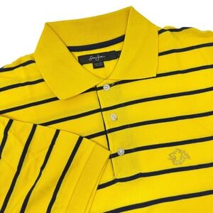SEAN JOHN Yellow Navy Blue Striped Polo NWT Hip Hop Size Large